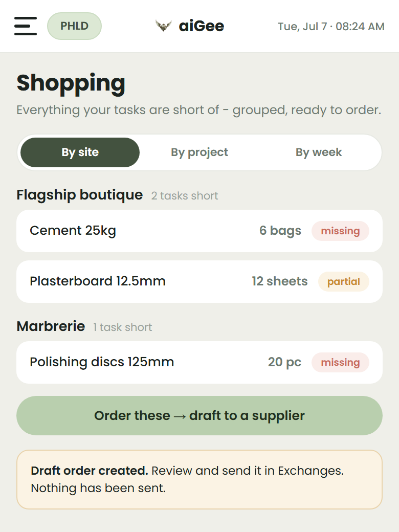aiGee — Short? Drafted.