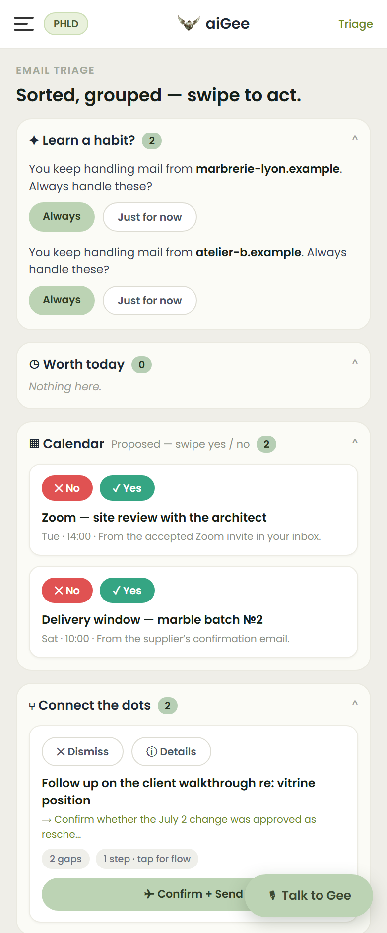 aiGee — Email triage