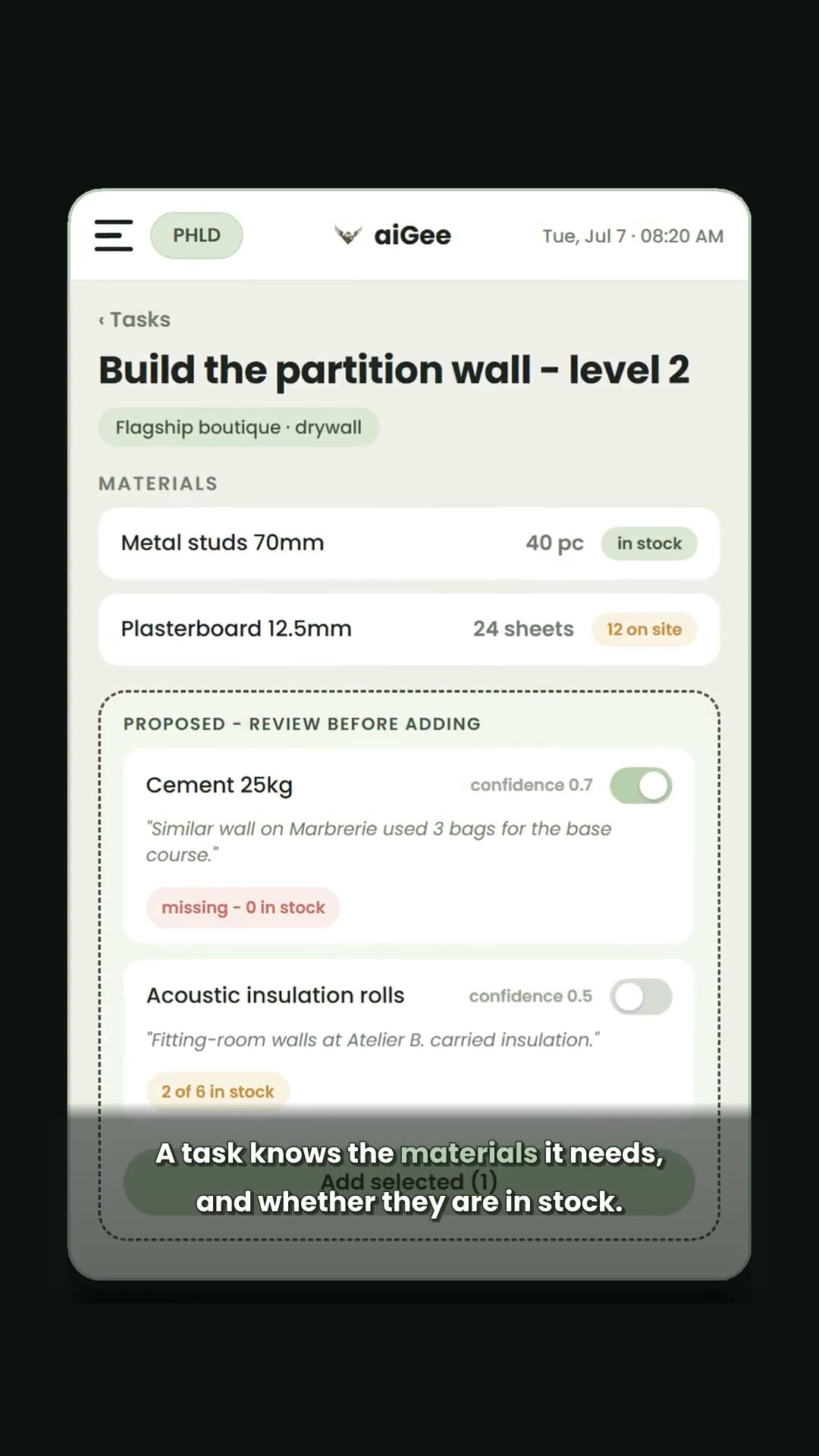 aiGee walkthrough: Tasks