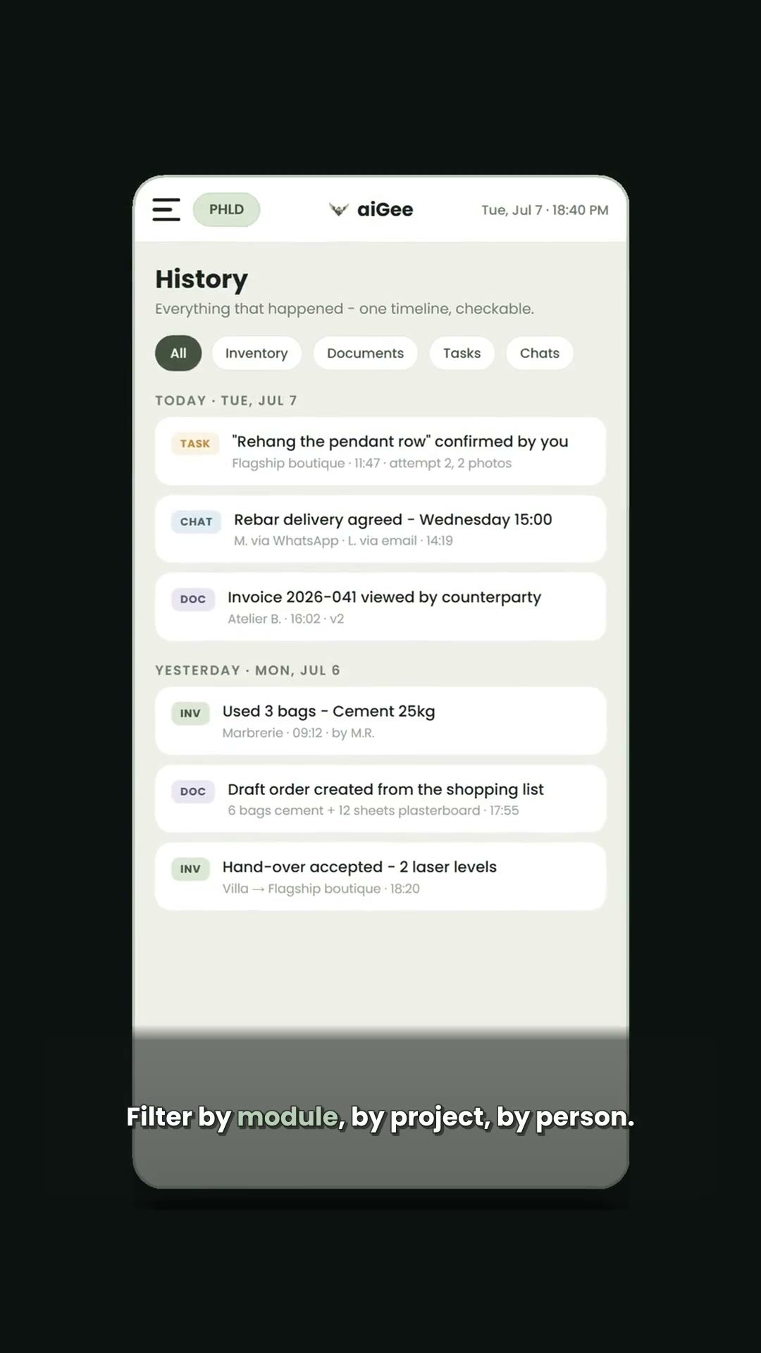 aiGee walkthrough: History