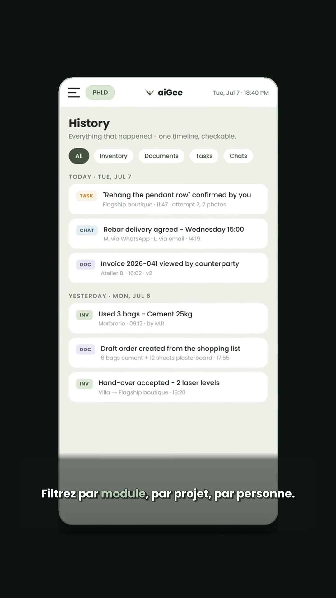 aiGee walkthrough: Historique